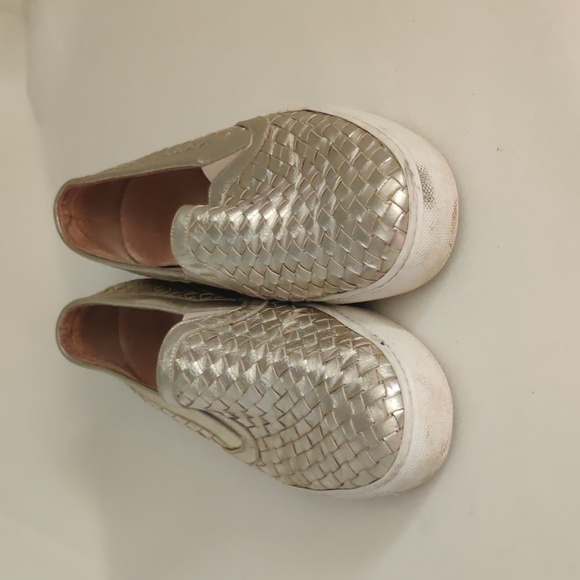 M. Gemi sz 42 sz 11 Gold woven leather tennis shoes sneakers slip on - Picture 5 of 9